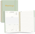 SUNEE Half Meeting Half Note 7"x10" Notebook for Work – 140 Pages, B5 Size Project Planner for Women&Men, Minutes Organizer for Meeting Notes, Ideas for Office/Business, PVC Waterproof Cover, Green