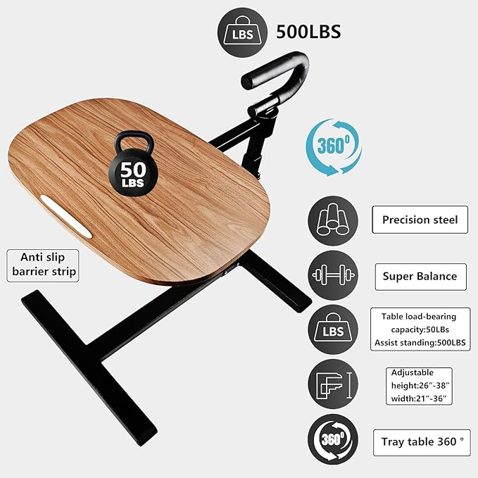 Auxiliary tray 360 ° rotating height adjustable rotating TV, computer desk, car five function auxiliary safety handle ( Black Roller Sliding 360° Sofa Rotating Table)
