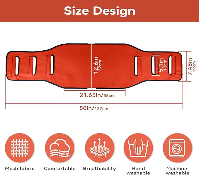 Transfer Belt Transfer Sling for Nursing Patients, Standing & Supports & Transfer Aids for Elderly, Gait Belt for Patient Care, Transfer Belt for Bedridden Patient (Orange)