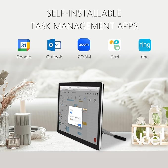 15.6 to 27 inch Touchscreen Digital Calendar & Wall Planners, Smart Whiteboard Calendar for Chore Chart & Work Schedule, Built in Speakers and Camera, Include Wall Mount & Desk Stand (23.8-inch)