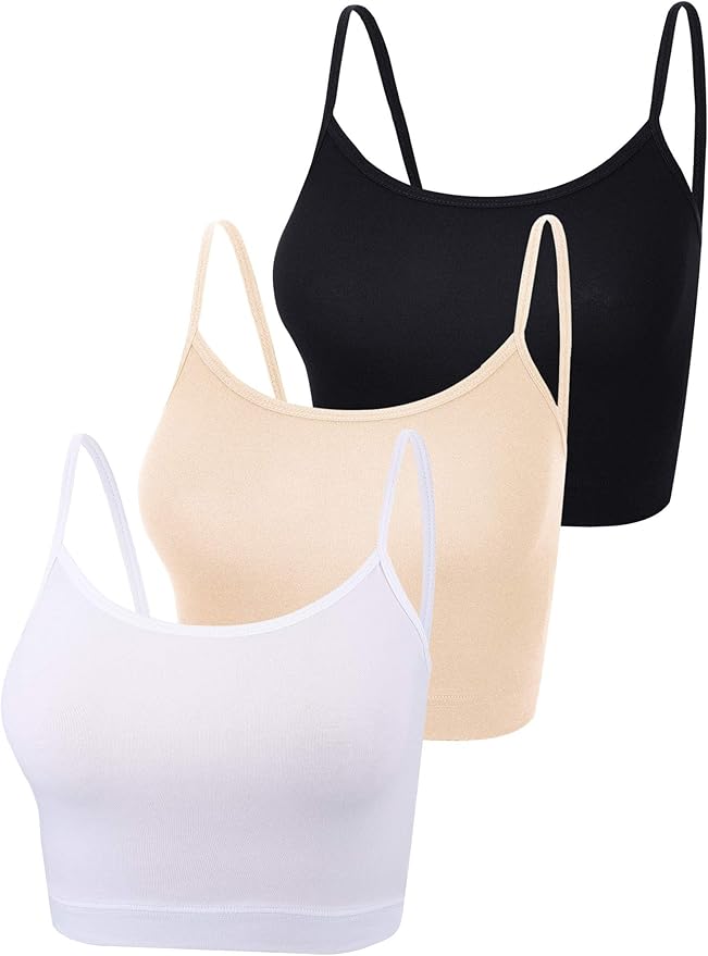 Boao 3 Pcs Crop Camisole Top Spaghetti Strap Tank Sleeveless Crop Tank Top for Women Sports