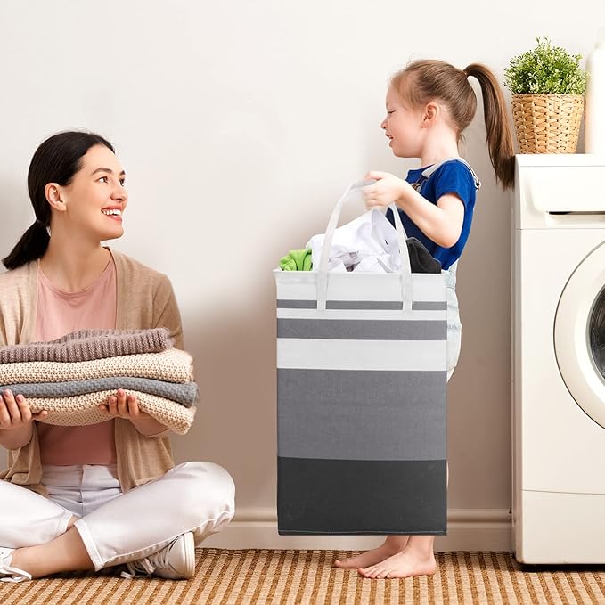 Foaincore 6 Pieces 75L Laundry Hamper Basket Organizer Large Laundry Bag Bulk Waterproof Collapsible Clothe Storage with Handles for Dorm Room Bedroom Towels(Black, Gray, White)
