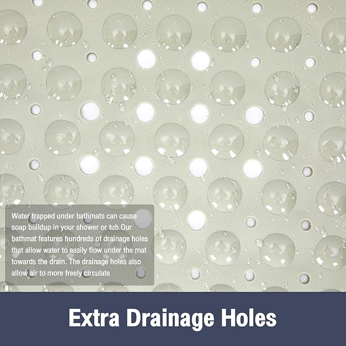 Extra Long Bathtub Mat Non Slip, Camel Soft Bath Mat for Tub 40 x 16 Inch Full Size, Bath Tub Shower Mats for Bathroom Floor with Big Suction Cups and Drain Holes, Easy Washable, BPA Free