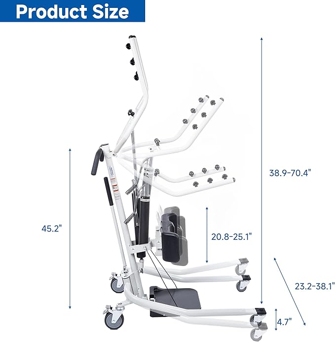 Sit-Stand Patient Lift, Stand-Up Patient Lift - Sit to Stand, Safely Sit, Stand or Transfer Easily with Transport Sling, 400 lbs