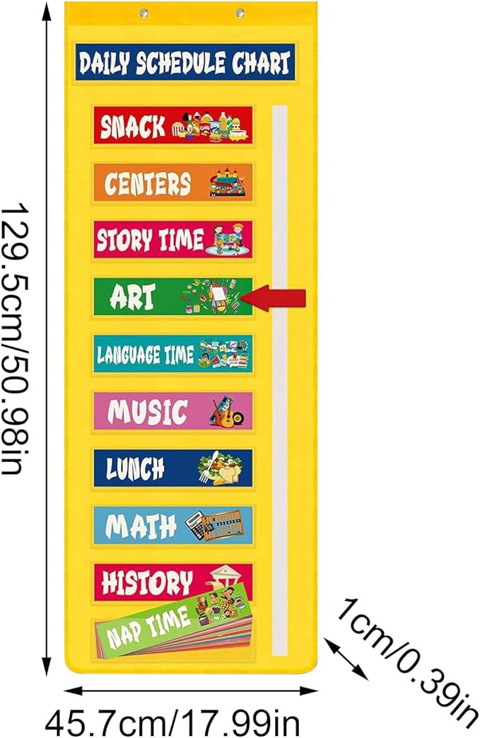 Classroom Schedule Pocket Chart - Visual Kids Daily Schedule Calendar, Interactive Teaching Tool, Colorful Organization Chart | Learning Education Home Use For Daycare Homeschool Teacher Kids toddlerr