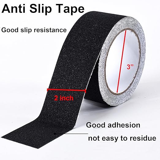 WELSTIK Anti Slip Grip Tape 2 Inch - Heavy Duty Non Skid Tape High Traction 80 Grit Non Slip for Waterproof Stairs Non Skid Treads, Indoor, Outdoor (Black, 2" X 33')