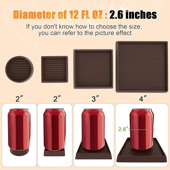 xxxHOLIC Non Slip Furniture Pads, 4” x 4” Brown Square Rubber Grippers for Hardwood Floors, Anti Skid Furniture Feet Coasters, Bed Couch Stoppers to Prevent Sliding and Floor Scratches, Set of 4