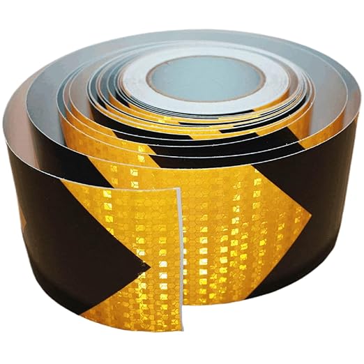 Yellow and Black Reflective Tape 4 inch X 166 feet, Outdoor Waterproof Hazard Conspicuity Warning Industrial Marking Tape