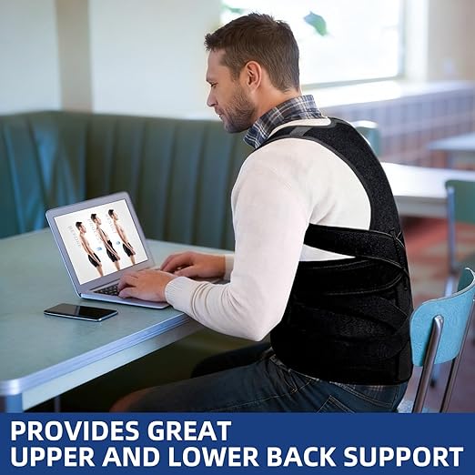 Upgraded Posture Corrector for Women & Men, Back Brace for Upper/Lower Back Pain, Herniated Disc, Sciatica，Adjustable Support & Bionic Panel XL (38"-42")