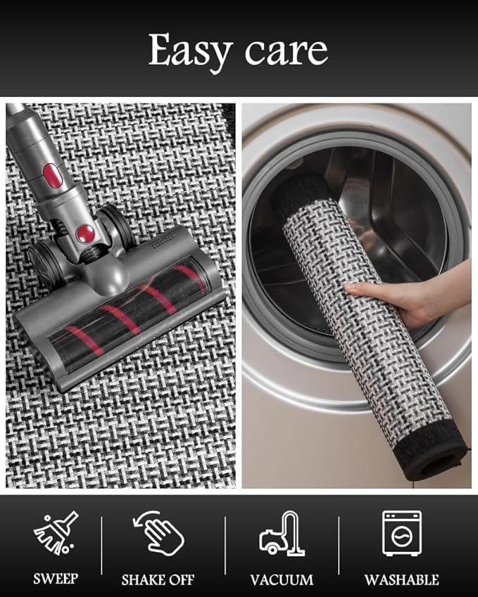 PADOOR Non Slip Kitchen Rugs Sets of 3 - Extra Large 2.5'x6' + 20"x32" + 20"x32" Runner Rugs for Kitchen Floor Non Skid Washable, Absorbent Kitchen Mat for in Front of Sink 3 Piece Black
