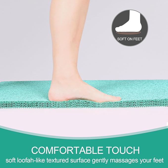 Joyhalo Shower Mat Bathtub Mat Non Slip, Bathmats Non Slip, Quick Drying Foot Scrubber Loofah Mats for Shower, Tub, Bathroom, Home,32x24inch, Aqua