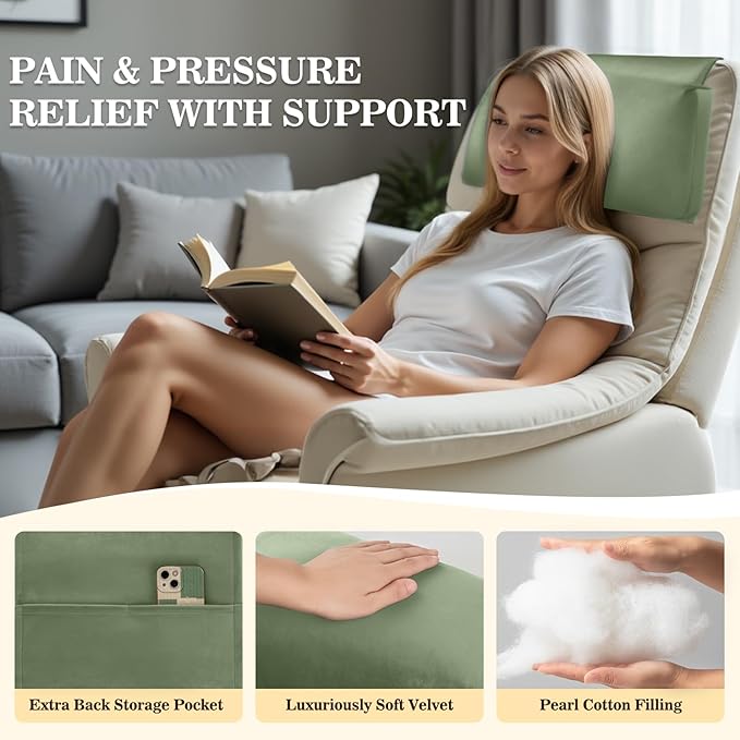 Recliner Headrest Pillow, Adjustable Comfort Neck & Head Support Pillow, Soft Velvet Non-Slip Headrest for Pain Relief & Relaxation, Ideal for Recliner, Couch, Chair, Sofa