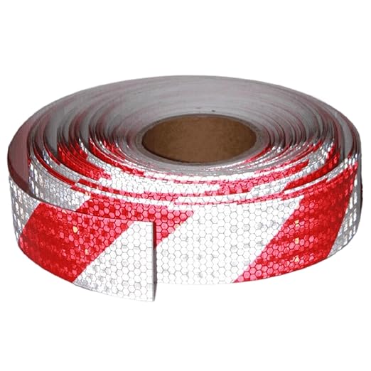 Red and White Reflective Tape 2 inch X 166 feet, Outdoor Waterproof Hazard Conspicuity Warning Industrial Marking Tape