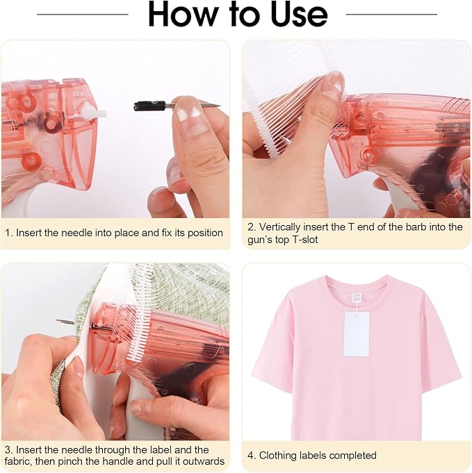 BEVTEE Tagging Gun for Clothing, Pink Tag Gun Kit with 5 Needles, 1120 Barbs Fasteners & 1 Hard EVA Case, Durable and Easy to Use Tagging Tool for Clothes, Fabric, Retail Price Tags and DIY