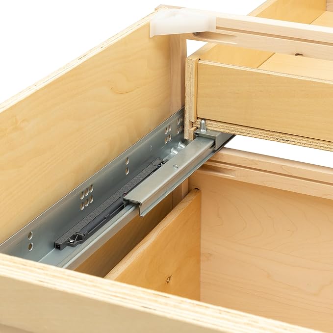 Quicklock RTA (Ready-to-Assemble) | Base Kitchen Cabinets - Shaker Style | Made in America (Raw Maple, 24" Wx34.5 Hx24 D 4 Drawer)