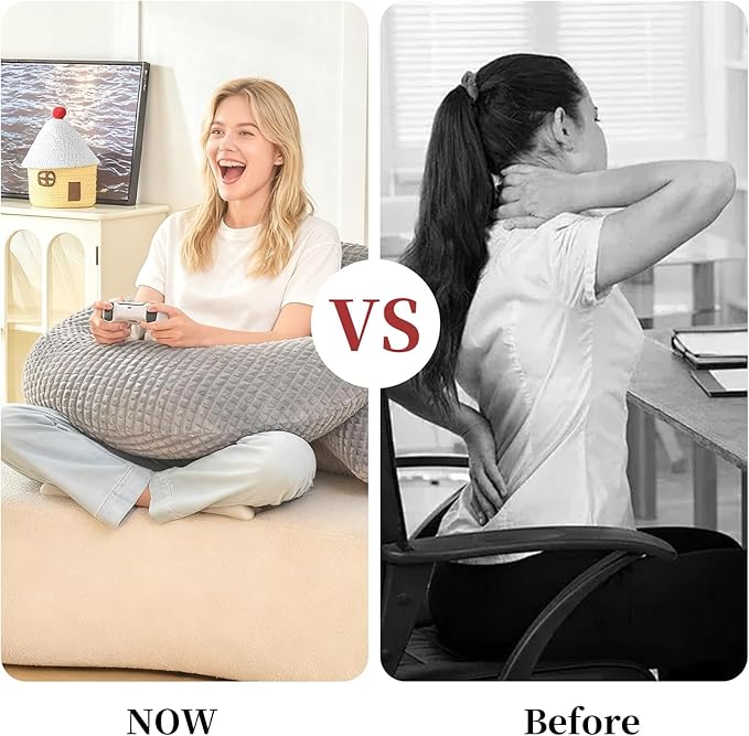 Reading Pillow for Bed,U Shaped & Back Support Pillow for Bed,17" Backrest with Lumbar & Arm Support,Comfy Flannel Fabric,Lap Pillow for Gaming/Reading/Watching TV,Gray