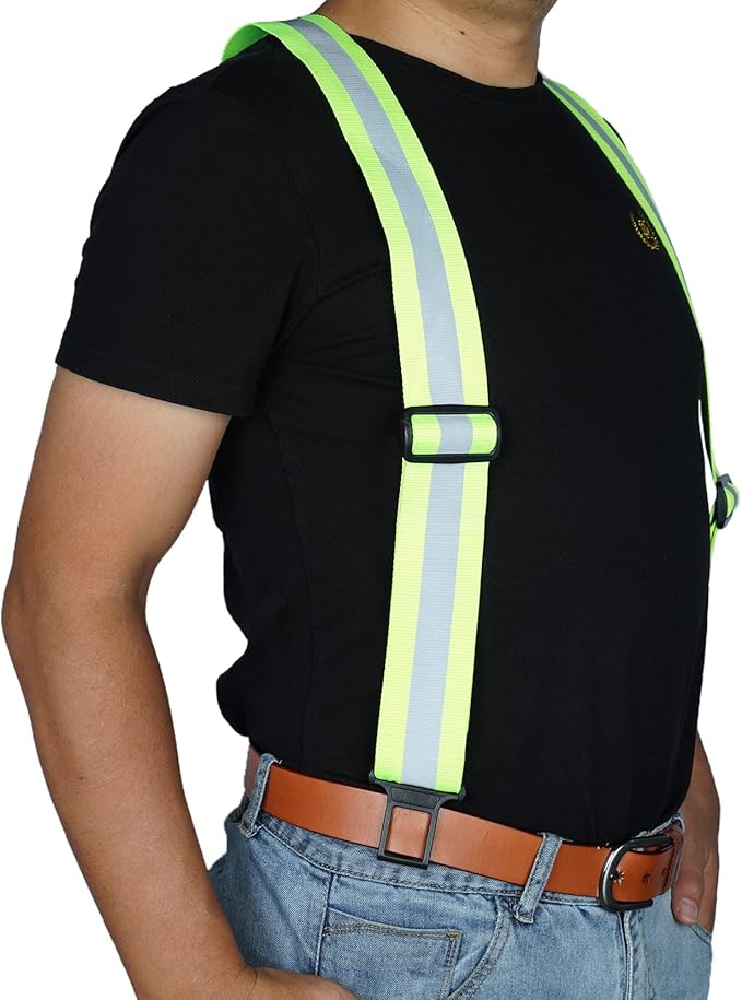 MELOTOUGH Suspenders with Non-Metal End Clip Reflective Safety Belt Clip