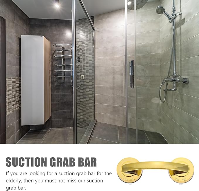 Strong Suction Grab Bar Safety Handrail Non-Skid Bath Support Handle for Elderly Injured Reusable Suction Cup No-Drill Installation Glass Tile Marble