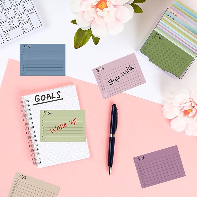 Pajean 9 Pcs/450 Sheet to Do List Sticky Note 3x4 Inch Self Stick Pads with Line Colored Planner Sticky Note Adhesive Memo for Office, Meeting, School, Study, Home Reminder (Modern Color)