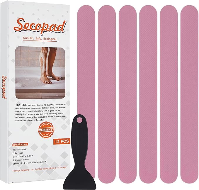 Anti Slip Shower Stickers, Safety Bathtub Strips Adhesive Decals with Premium Scraper for Bath Tub Shower Stairs Ladders Boats