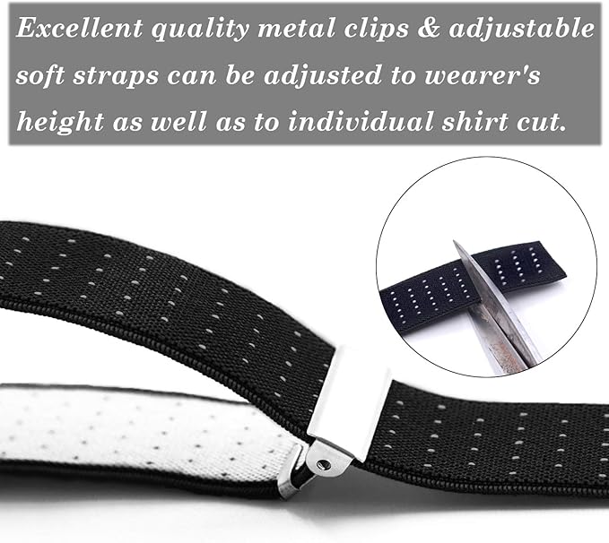 STAY GENT Y-Style Shirt Stays For Men with Non-Slip Locking Clamps and Adjustable Elastic Straps