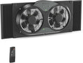Comfort Zone Window Fan for Bedroom, 9 inch 3 Speed Dual Fans with Auto-Locking Expanders, 3 Modes (Cool, Circulate, Exhaust), Remote Control, Fabric Cover plus Bug Screen, Black