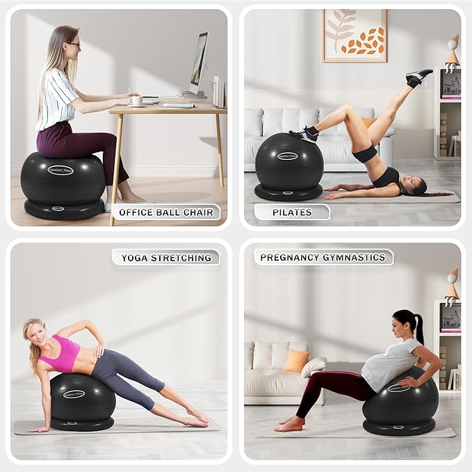Fitvids Anti-Burst and Slip Resistant Exercise Yoga Fitness Birthing Ball with Quick Pump, 2,000-Pound Capacity, Multiple Colors and Sizes