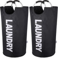 Large Laundry Basket Collapsible，Freestanding Clothes Hamper Bag with Handles – Tall Folding Dirty Laundry Bin，Sturdy Laundry Sorter for College Dorm，Laundry Room – 115L (Black)