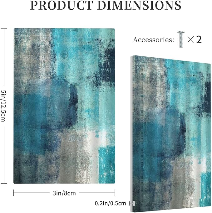 Light Switch Cover Plate Teal Blue Modern Geometric Abstract Turquoise Green 1 Gang No Device Blank Electrical Wall Plates Faceplate Decorative Switch Plate for living Room Bedroom Decor