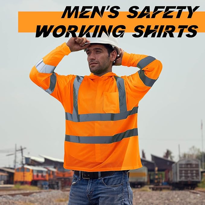 Amylove 4 Pcs Reflective Safety T Shirt High Visibility Work Shirts Sun Protection Construction