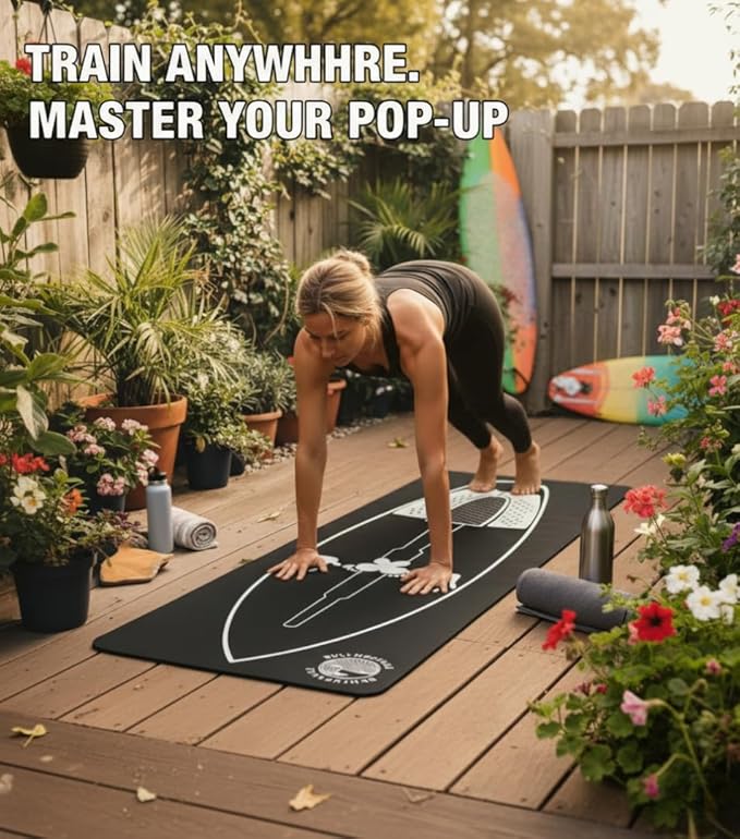 Surf Training Mat 72" × 27.5" - Surf Yoga Mat for Pop-Up Practice, Balance & Surfing Workout - Durable Non-Slip Neoprene Rubber Surf Mat Trainer for Home and Surf Fitness