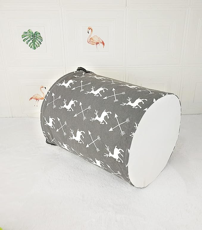 19.7 Inch Round Laundry Clothes Hamper Laundry Basket with Handles,Storage Organizer Bins Laundry Gift Basket for Room, Bedroom Decor (Deer)