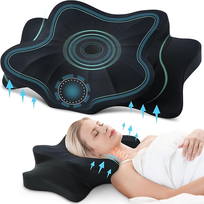 DONAMA Cervical Pillow for Neck and Shoulder,Contour Memory Foam Pillow,Ergonomic Neck Support Pillow for Side Back Stomach Sleepers with Pillowcase-King Size