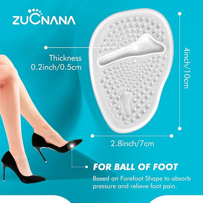 Ball of Foot Cushions (2 Pairs Gel Shoe Inserts), Heel Inserts for Women, Non Slip Heel Pads, Heel Cushions for Women Foot Pain Relief and Comfort, One Size Fits Any (Clear)