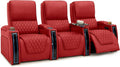 Seatcraft Apex Zero-Gravity CoolZero Italian Leather Home Theater Seating, Powered Headrest, Powered Lumbar, Powered Recline, Row of 3, Red