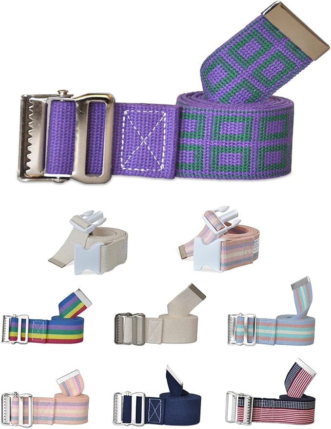NYOrtho Metal Buckle Gait Belt - Adjustable Machine Washable Strong and Durable Material Latex Free, Lavendar, 54"