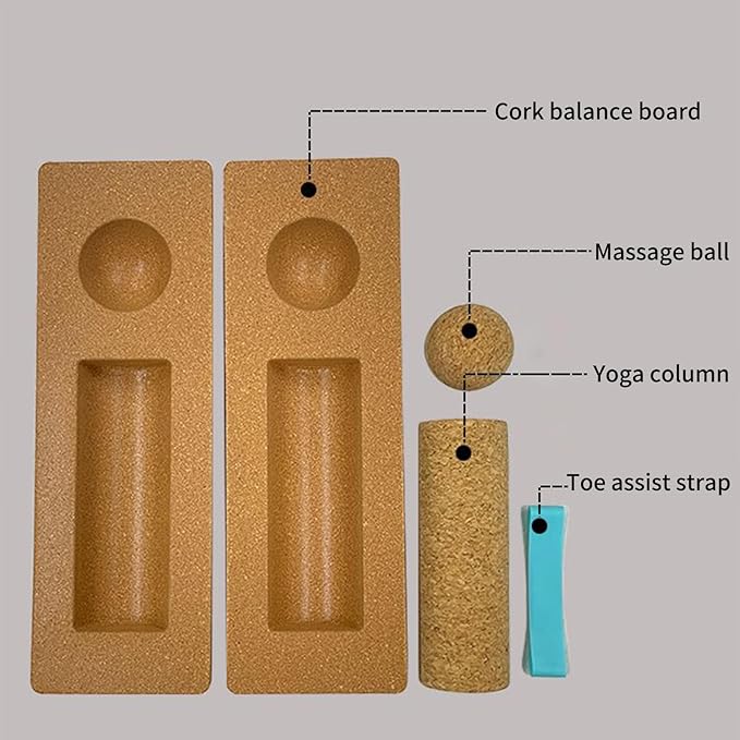 Foot Stability Board, Cork Exercise Trainer Kit, Feet Balance Training Board, for Seniors, Dancers, Athletes, Sports Lovers, Cyclists, Yoga, Home, Gym, Fitness