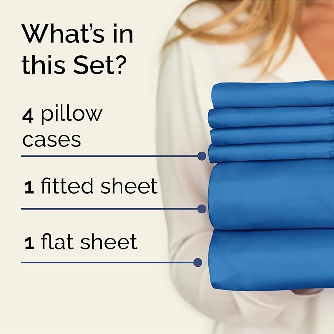 King 6 Piece Sheet Set - Cooling & Breathable Bed Sheets - Hotel Luxury Bed Sheets for Women, Men, Kids & Teens - Bedding with Deep Pockets & Easy Fit - Soft and Wrinkle Free - King Royal Blue Sheets