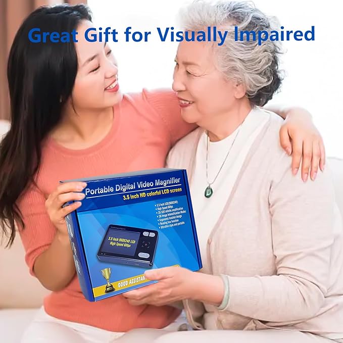 Digital Magnifier 3.5 Inch, 2X-32X Zoom Portable Digital Video Magnifier,LCD Screen Video Aids Digital Magnifier for The Visually Impaired, Low Vision, Color Blindness, Amblyopia