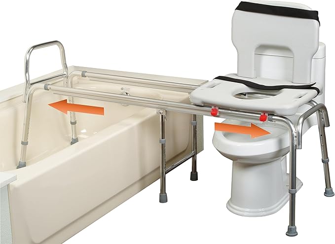 Eagle Health Supplies Toilet-to-Tub Transfer Bench with Cut Out Seat, FSA/HSA Eligible Sliding Shower Chair for Elderly and Disabled, Height Adjustable Shower Seats for Adults Inside Shower, 77963