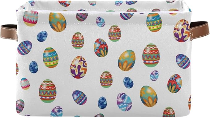 Easter Storage Basket Cube Storage Bins Organizer Bag Collapsible Closet Shelf Baskets with handle for Cloth Book 14.2×10.2×8.3 IN