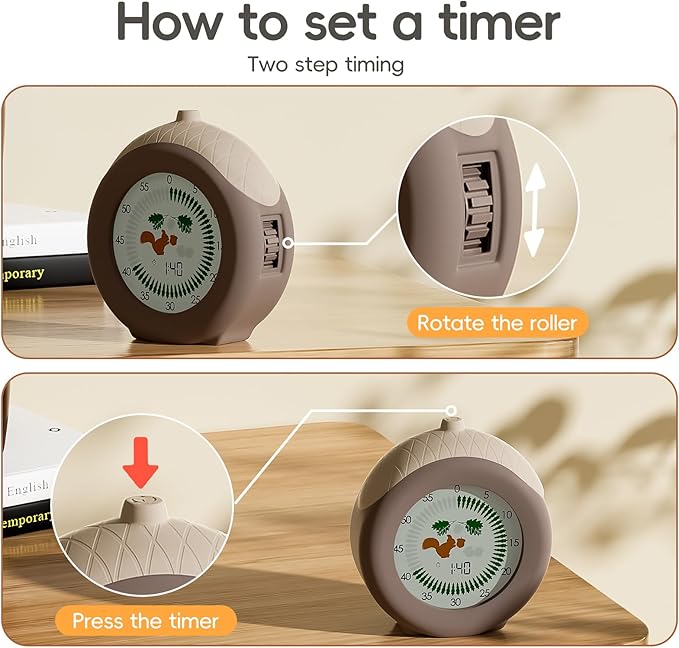 Visual Timer for Kids, 299-Minute Cute Kids Squirrel Timer with Eye-Protection Screen & Protective Case, Homeschool Supplies Study Teaching Time Management Tool