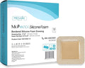 MedVance Bordered Adhesive Silicone Foam Dressing Pack of 10 - Waterproof Silicone Pad - Easy Apply & Remove Sterile Bandages - Wound Care & Dressings for Burns & More (3"x3" Bandage, 1.8"x1.8" Pad)