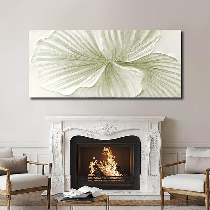 MLART99 Plant Leaf Wall Art Botanical Canvas Ginkgo Painting Nature Green Abstract Artwork Extra Large 32x70 Modern Wall Decor for Living Room Office