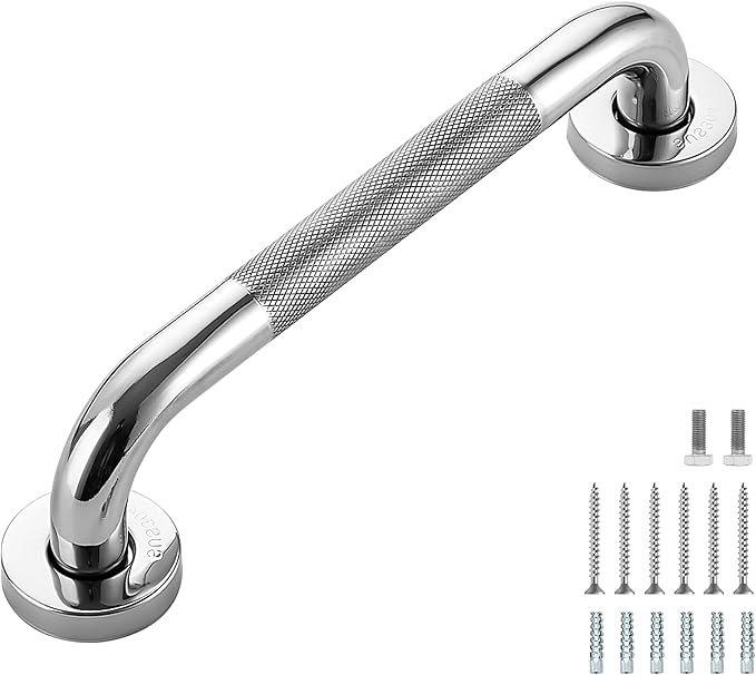 Grab Bars for Shower, 1 Pack 12-Inch Anti Slip Shower Handles for Elderly, Safety Shower Grab Bar, Stainless Steel Handicap Grab Bars for Bathroom (Polished Nickel 1" Diameter)