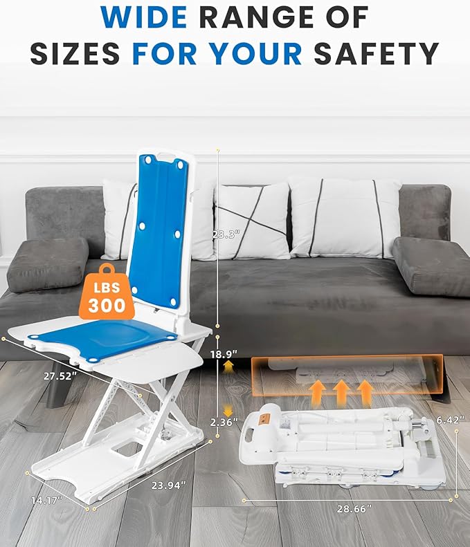 Electric Lift Chair, IP68 Waterproof Bath Lift Chair for Tub, Floor Chair Lift Assist Devices for Seniors & Disabled, FLYCITY Elderly Assistance Products, Raises Up to 20" | Support Up to 300 LBS