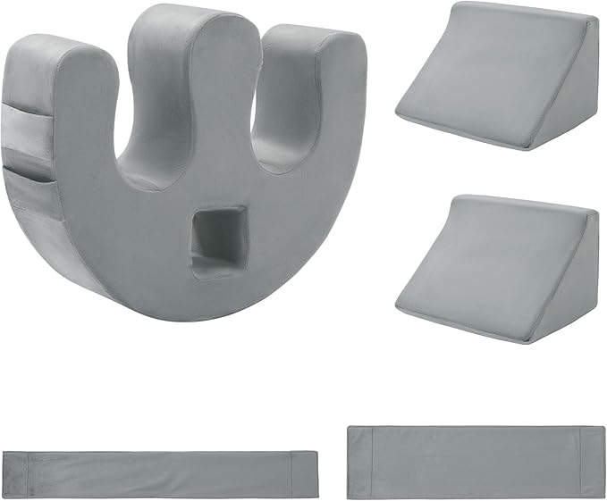ROYALAY Bedridden Patient Turning Device for Elderly with Fixing Strap, Bedsore Pressure Relief Pillow, Bed Ridden Patient Supplies, Grey
