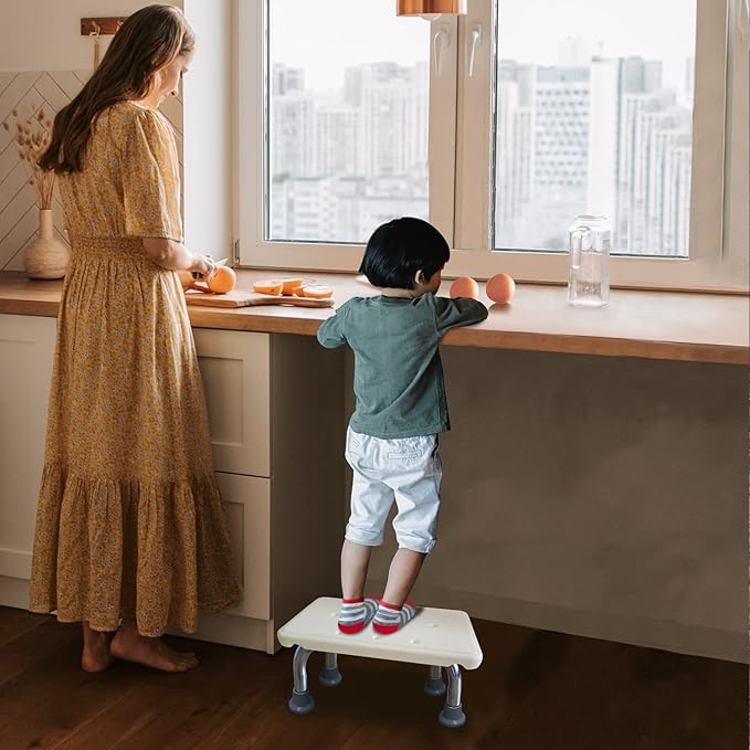 Aliseniors Step Stool for Adults with Non-Skid Platform and Rubber Feet, No Assembly 1 - Step Foot Stool for Kitchen, Toilet and high Bed, Holds up to 330 lbs