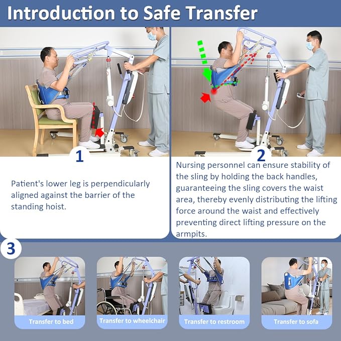 Sit to Stand Lift Patient Aid Padded Sling and Stand Assist with Back Support,Patient Lift Sling Works with Most Mobility Aids & Equipment (Large)