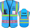 YOWESHOP High Visibility Reflective Safety Vest with Pockets Custom Your Logo Safety Workwear